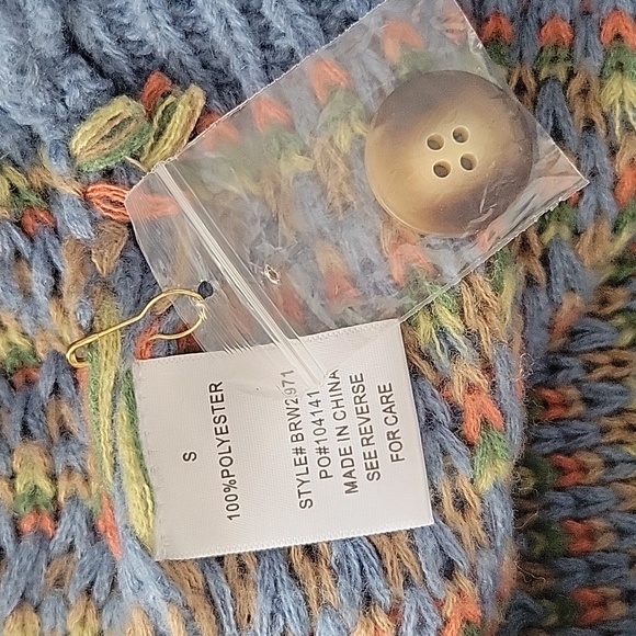 Bailey Rose Antique Floral Button Down Thick Knit Cardigan Sweater Shabby Chic S - Picture 10 of 11